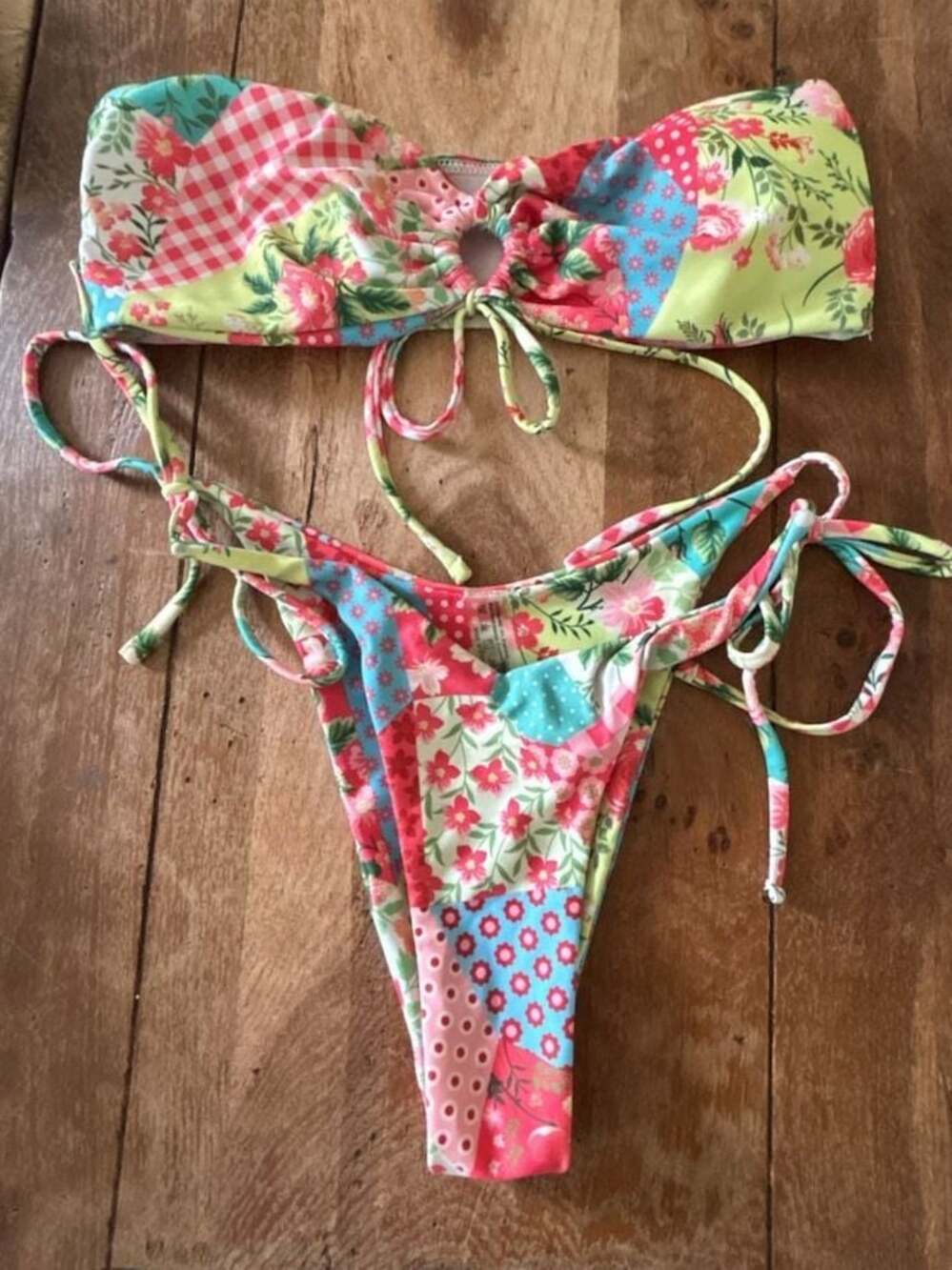 Floral Patchwork Bikini Set Size S